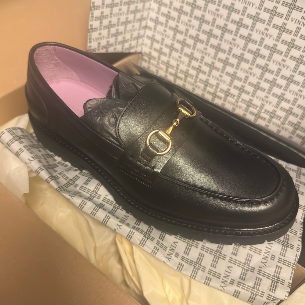 Brand New Discontinued Classic Vinnys Le Club Loafers
 With Gold Hardware.